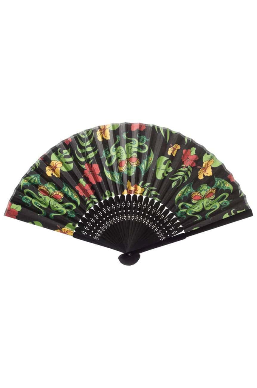 Éventail pin-up motif tropicaux