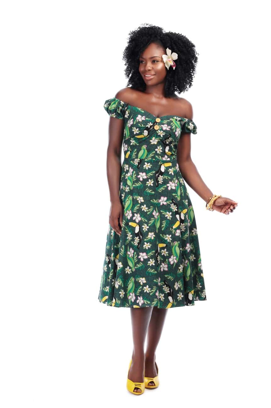 Robe année 50 tropicale