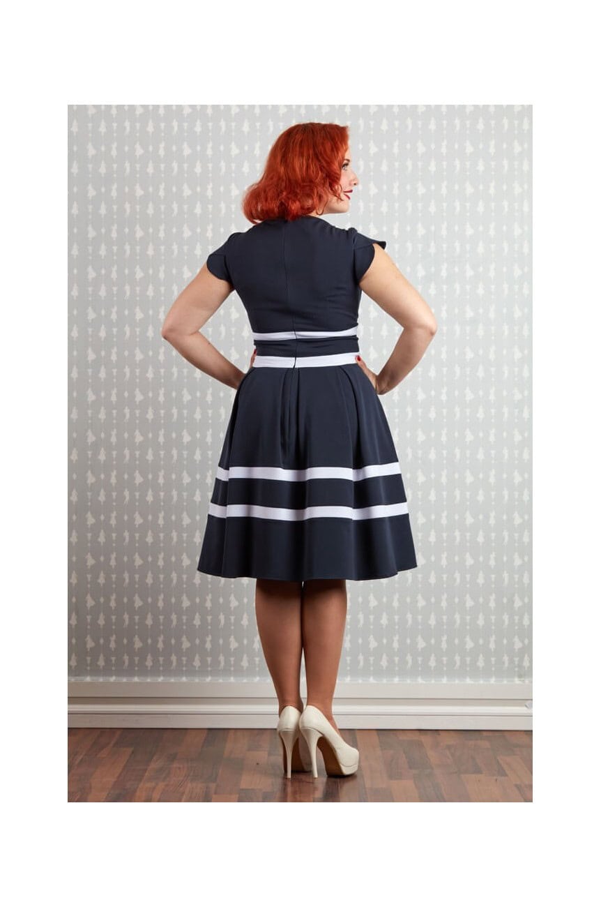Robe rétro bleue et blanche