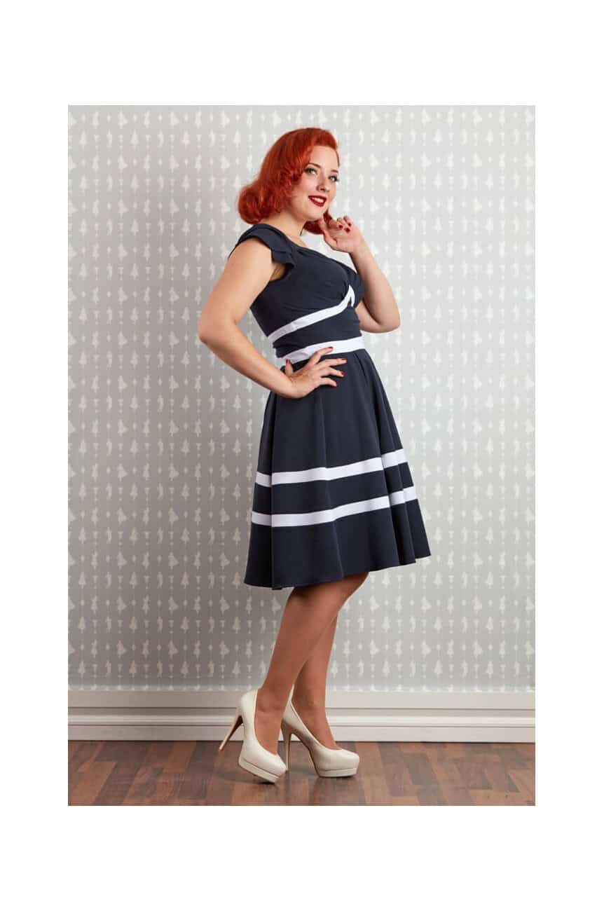 Robe pin-up bleue et blanche