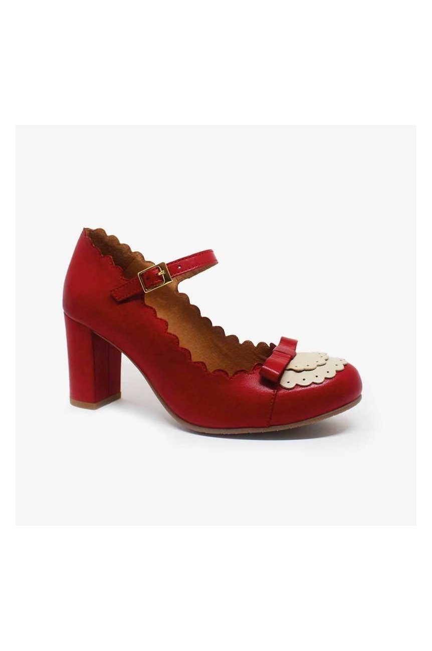 Chaussures vintage rouge en cuir