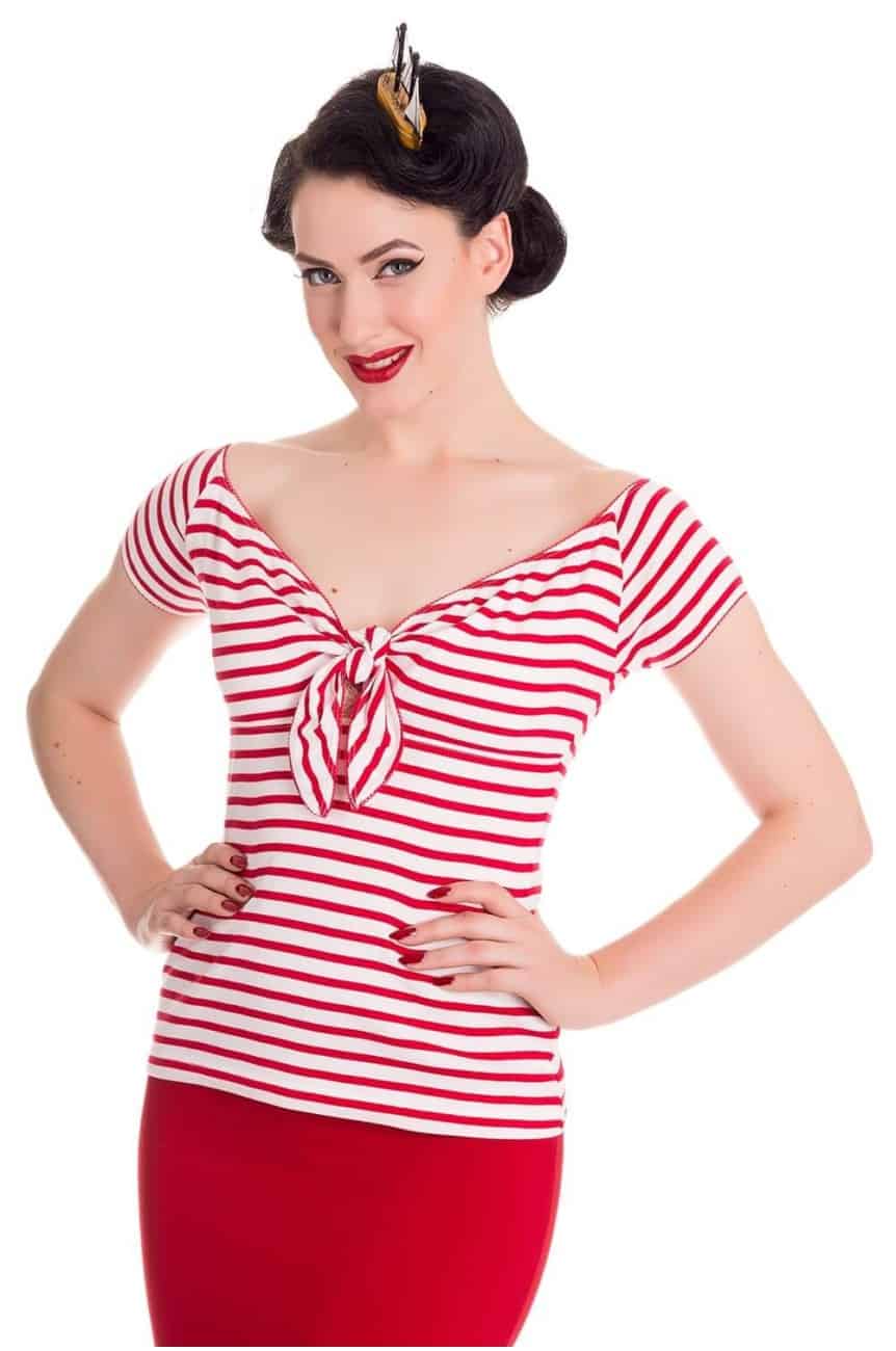 Haut rayé rouge style année50 pin up