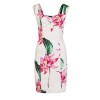 Robe crayon blanche motif floral