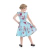 Robe pinup enfant bleue a fleurs