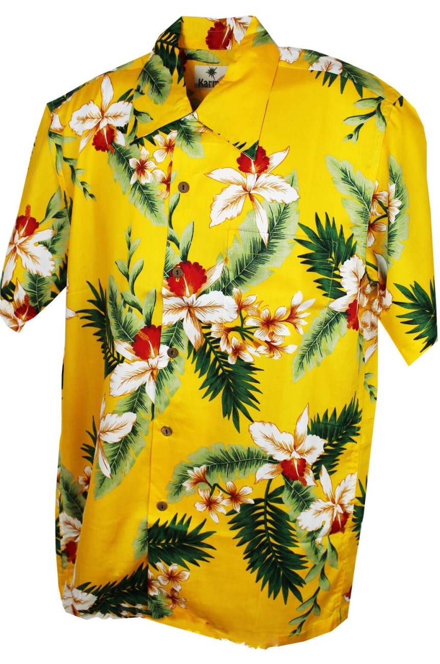 Chemise hawaiienne jaune homme