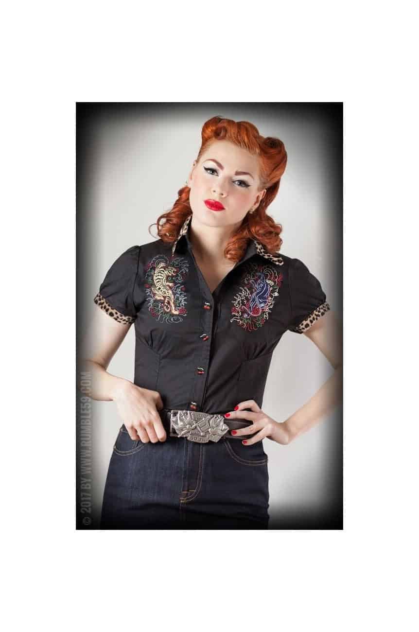 Blouse rockabilly femme brodée-Rumble59