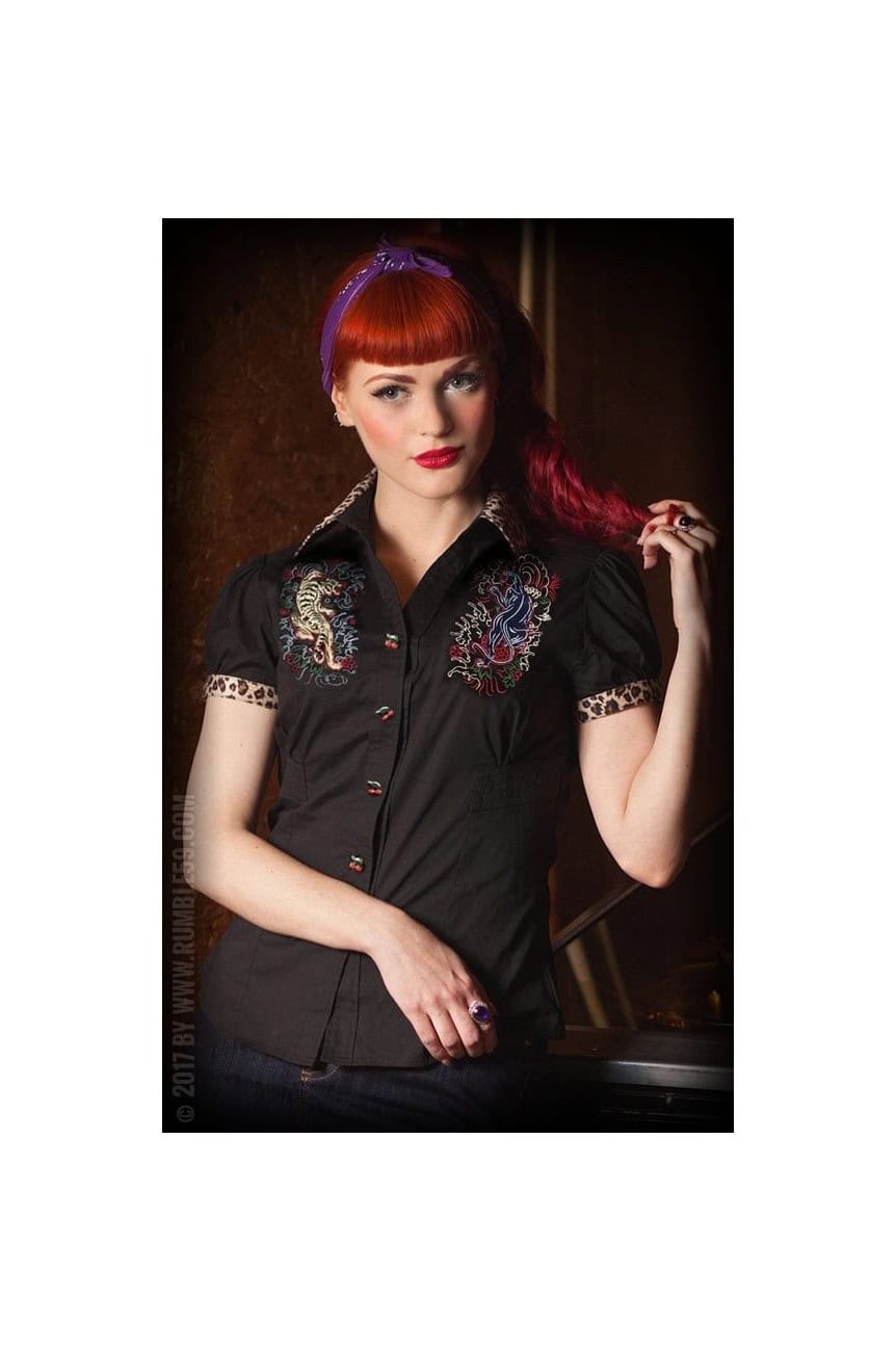 Blouse rockabilly brodée-Rumble59