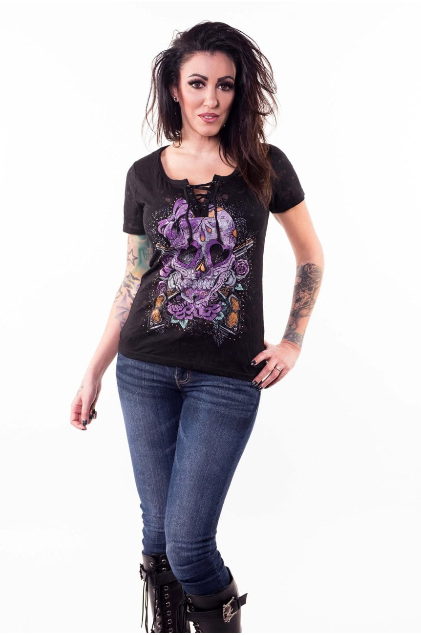 Tee shirt tete de mort femme