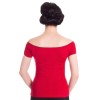 Haut col bateau rouge a pois