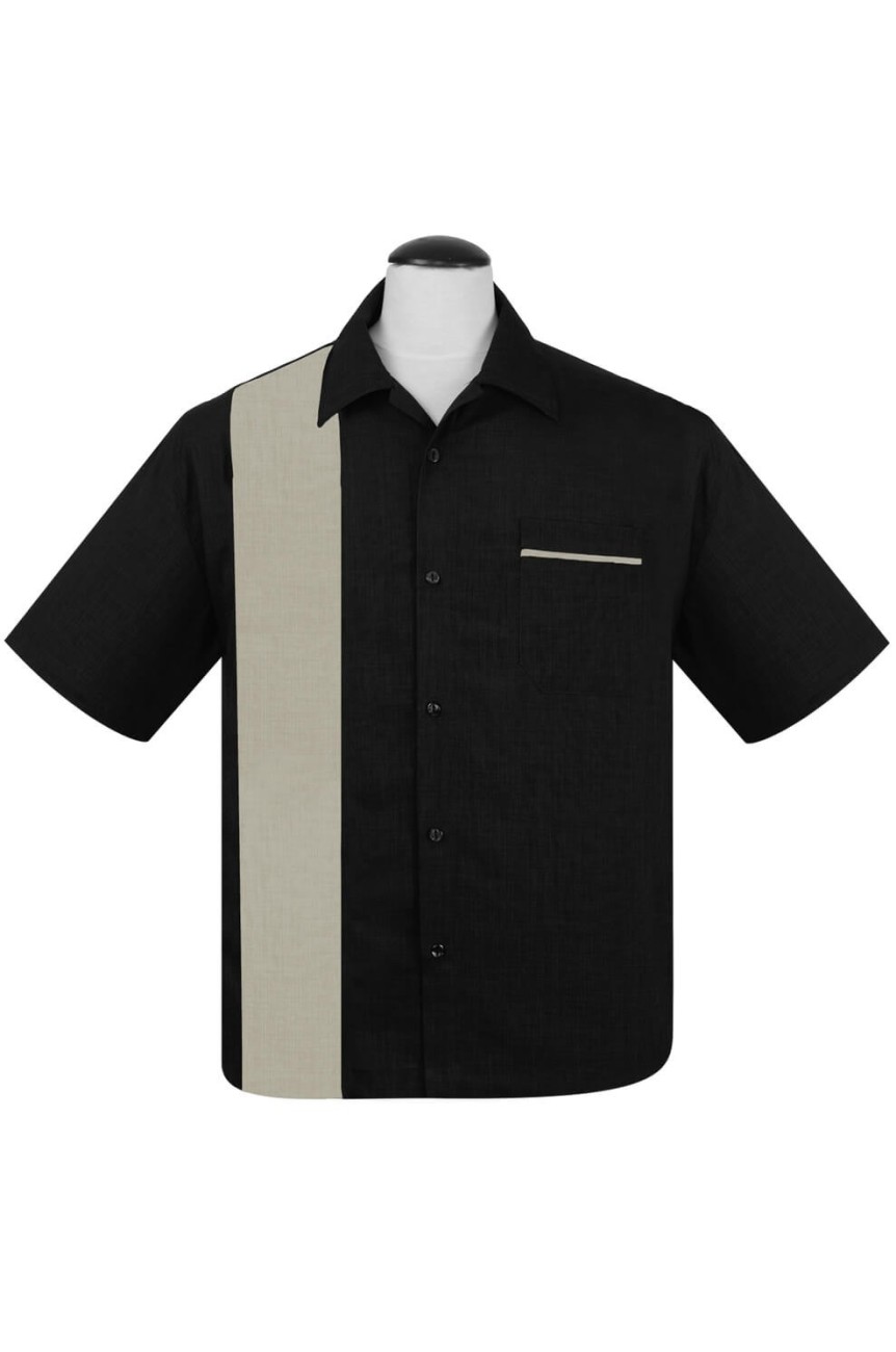 Chemise steady rockabilly noire et beige