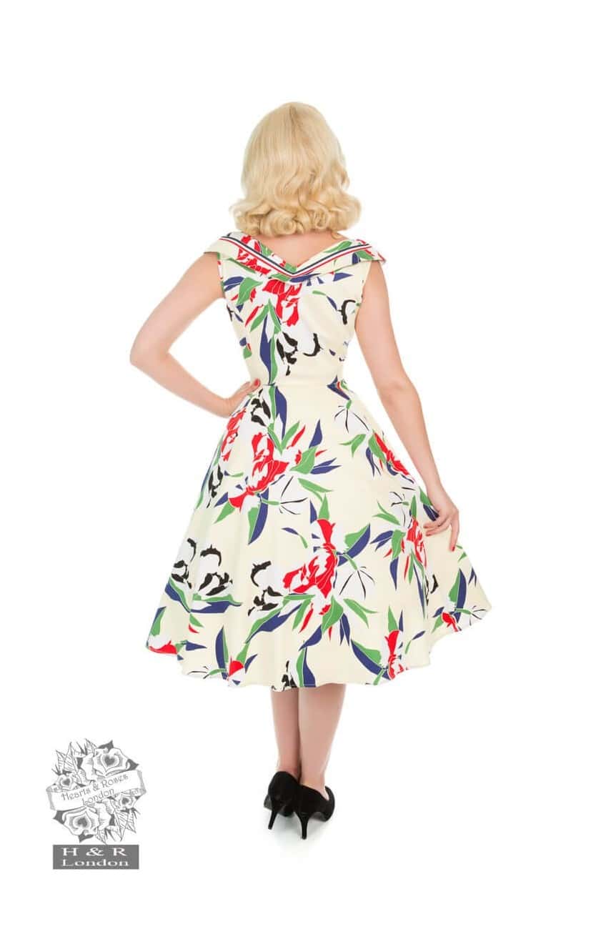 Robe fleurie ecrue evasée