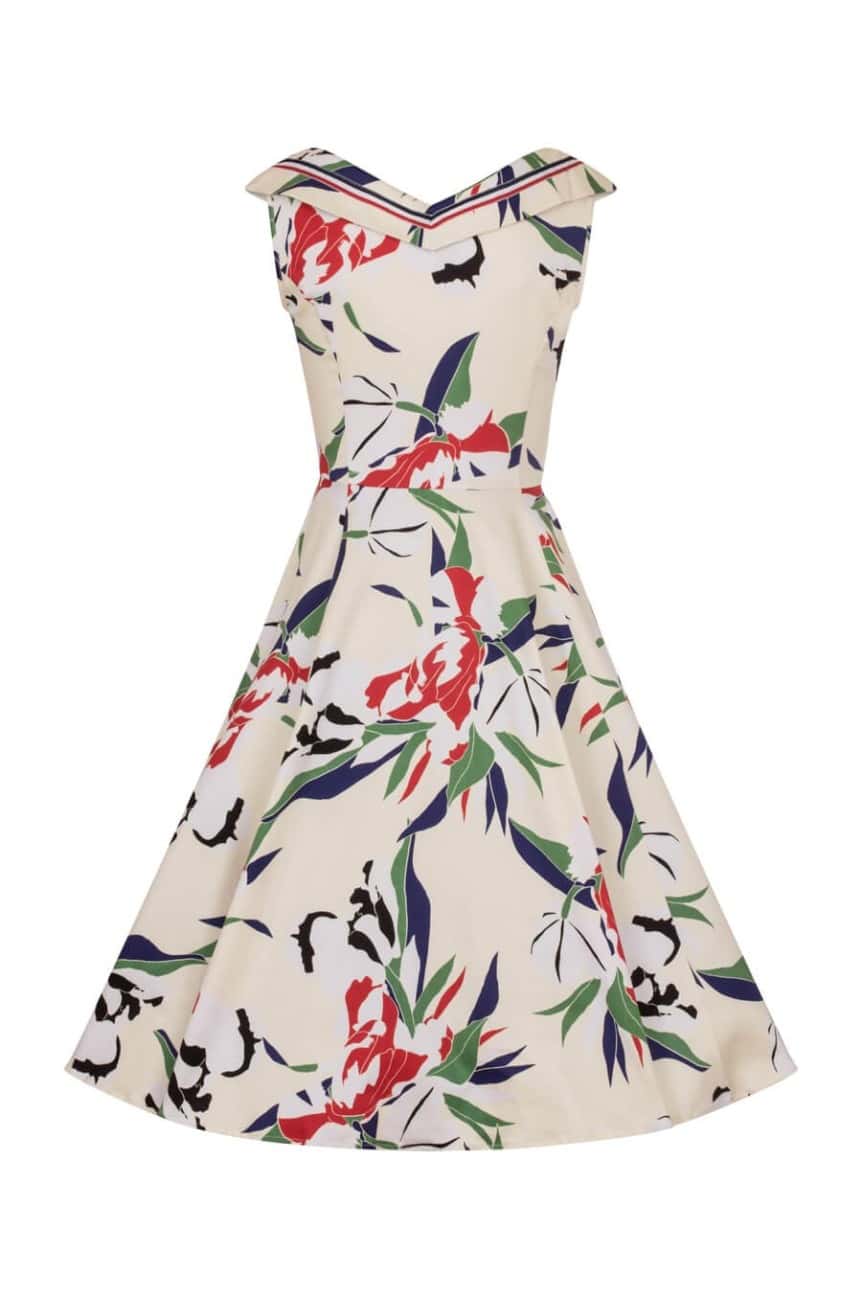 Robe fleurie ecrue evasée