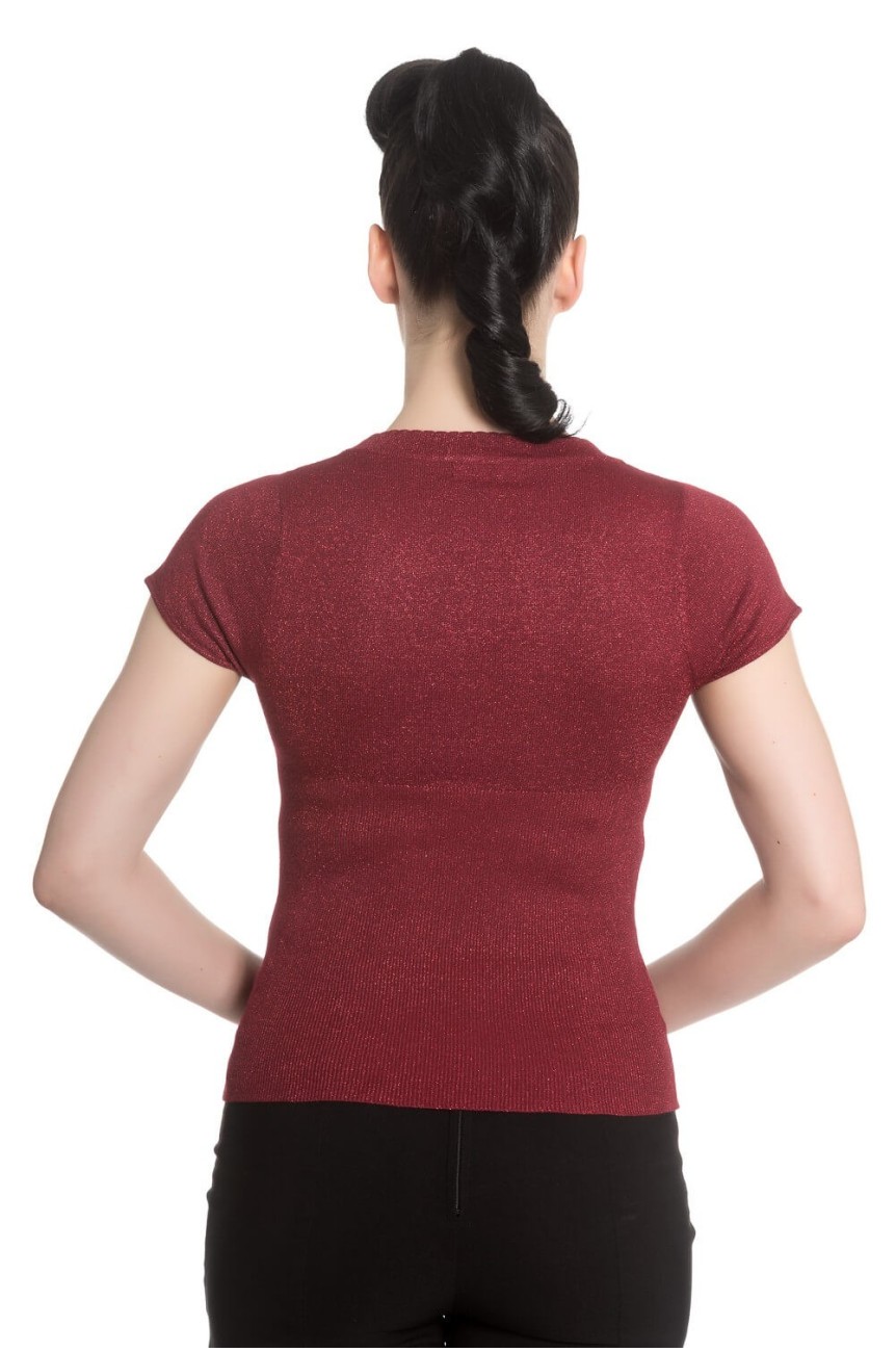 Haut en lurex rouge