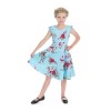 Robe pinup enfant bleue a fleurs