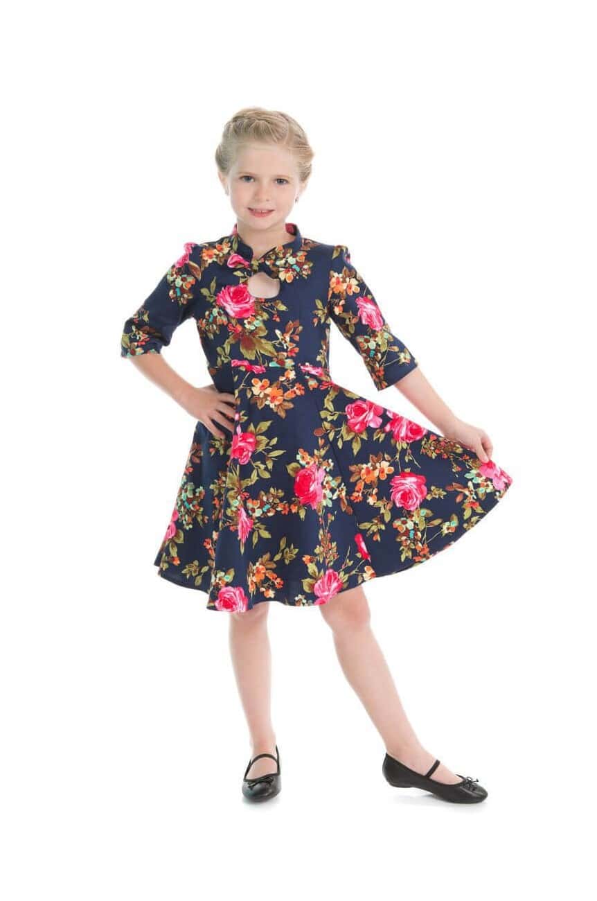 Robe enfant rétro à fleur