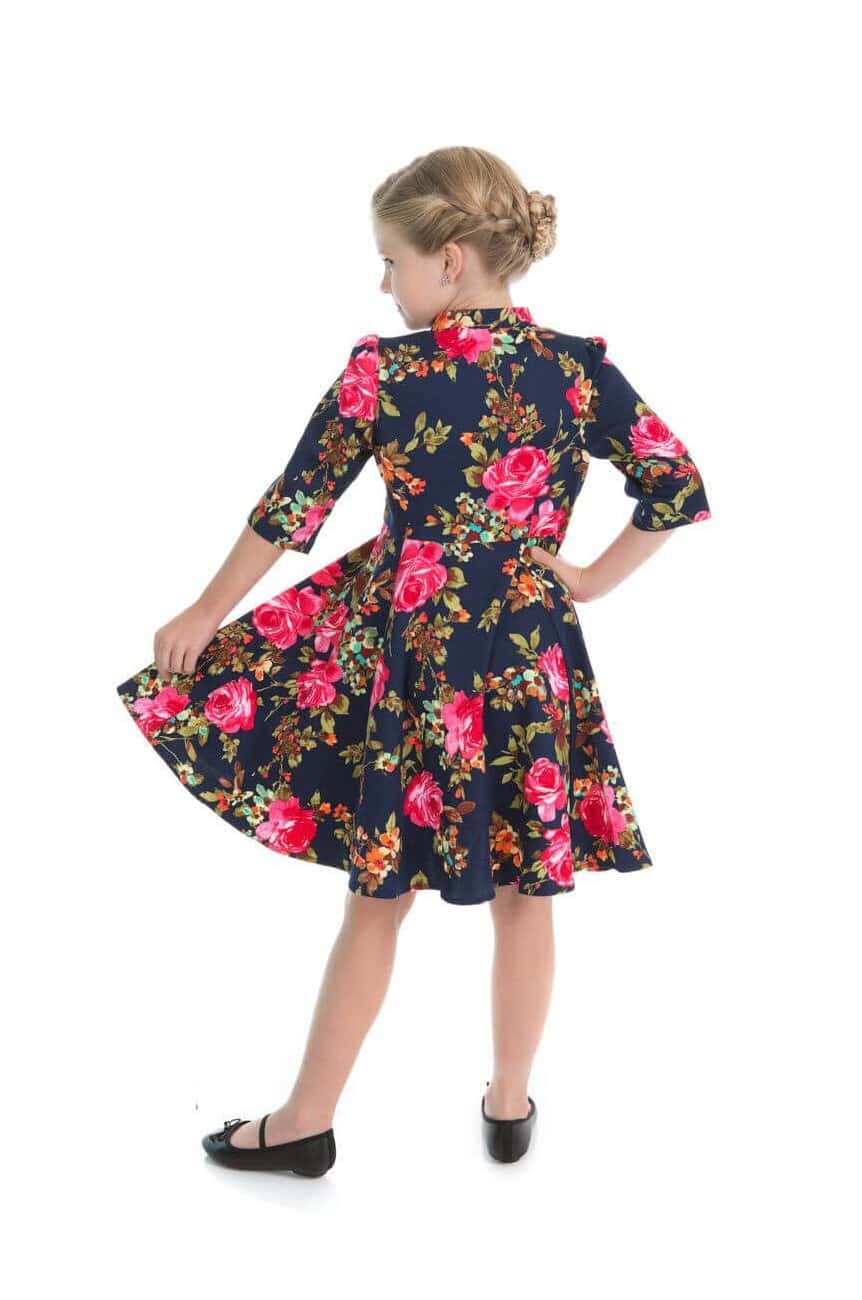 Robe enfant rétro à fleur