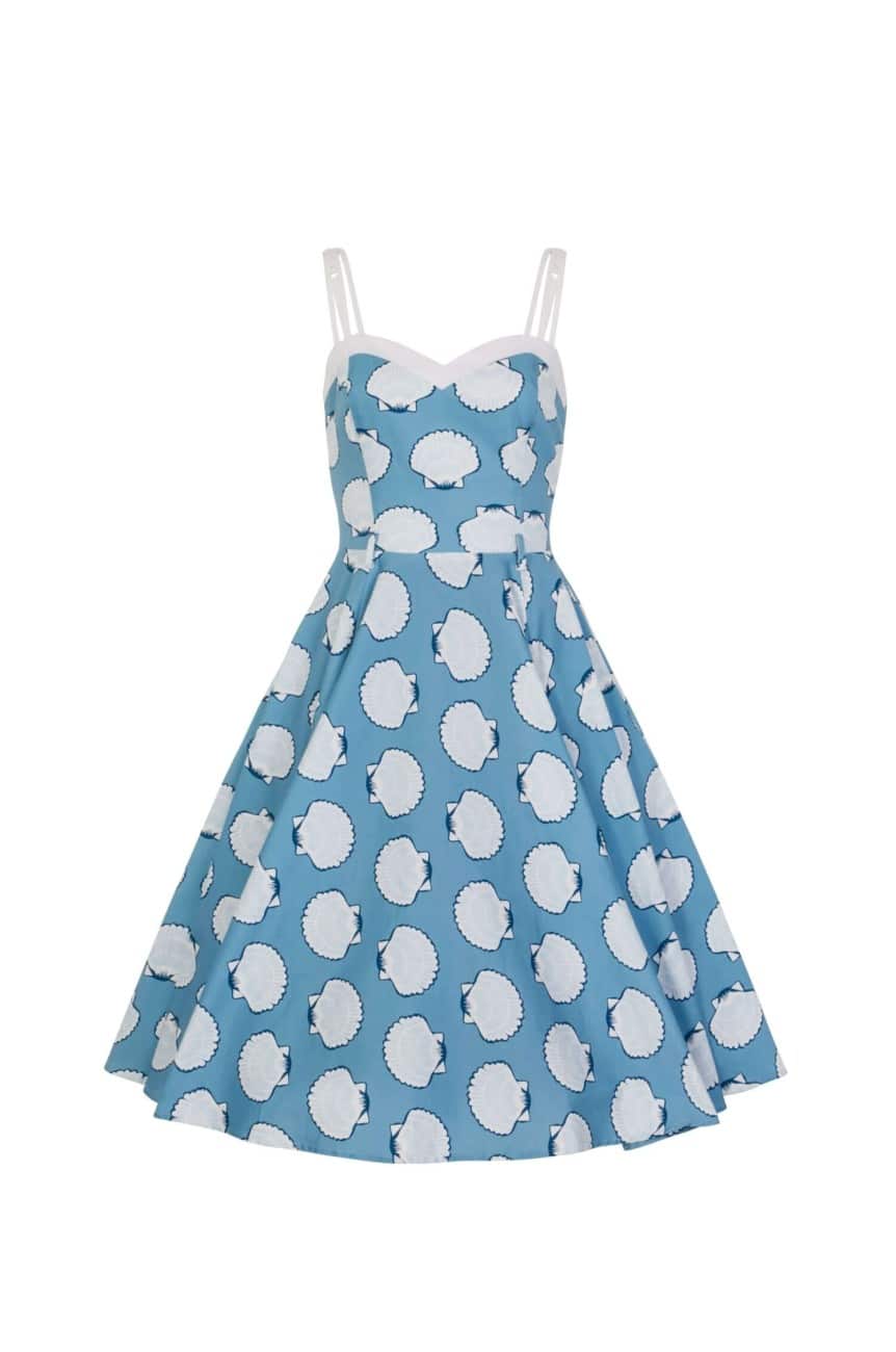 Robe coquillages bleue a bretelles