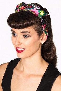 Bandeau cheveux tete de mort et fleurs