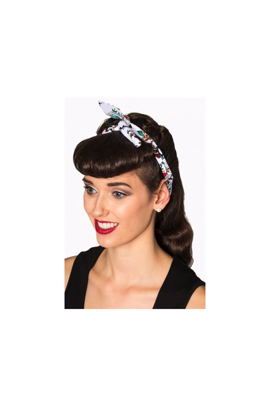 Bandeau cheveux femme blanc tattoo