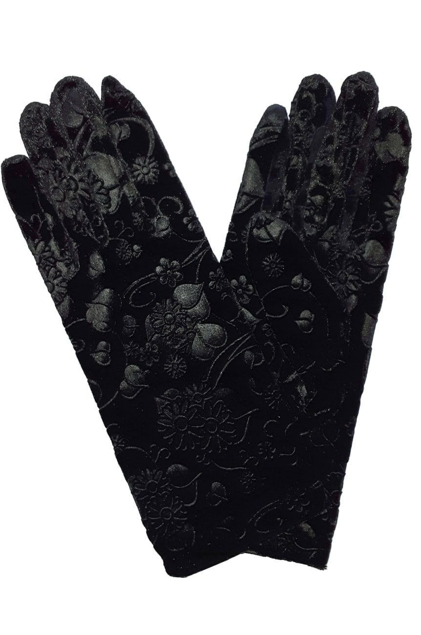 Gants velours noir arabesque
