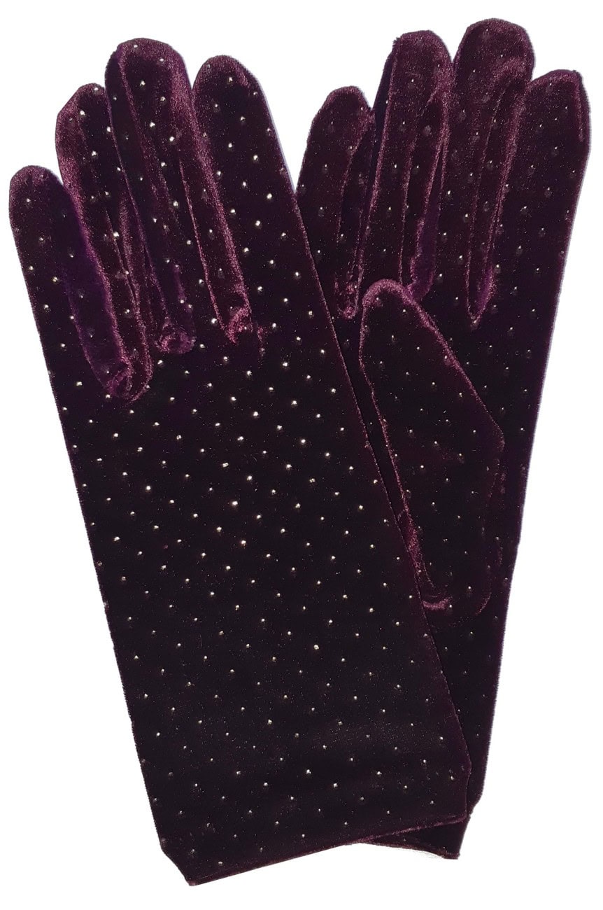 Gants bordeaux a pois