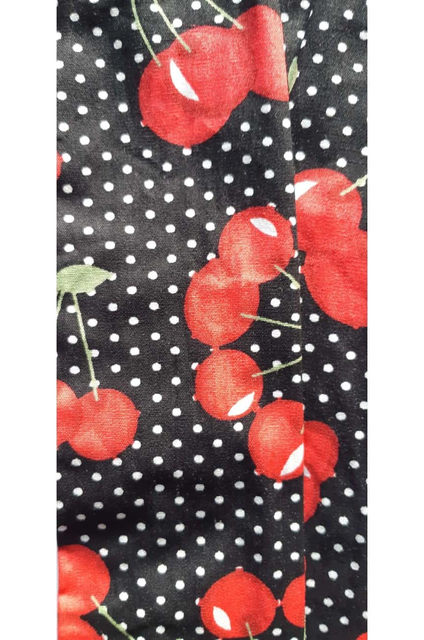 Bandeau a cheveux noir cerises pois