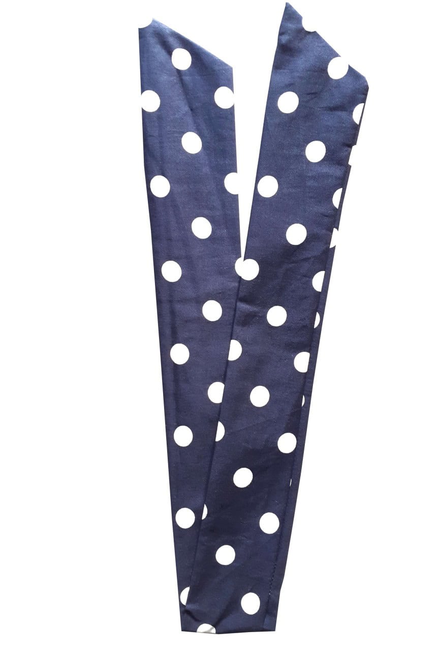 Bandeau pin up bleu a pois blanc