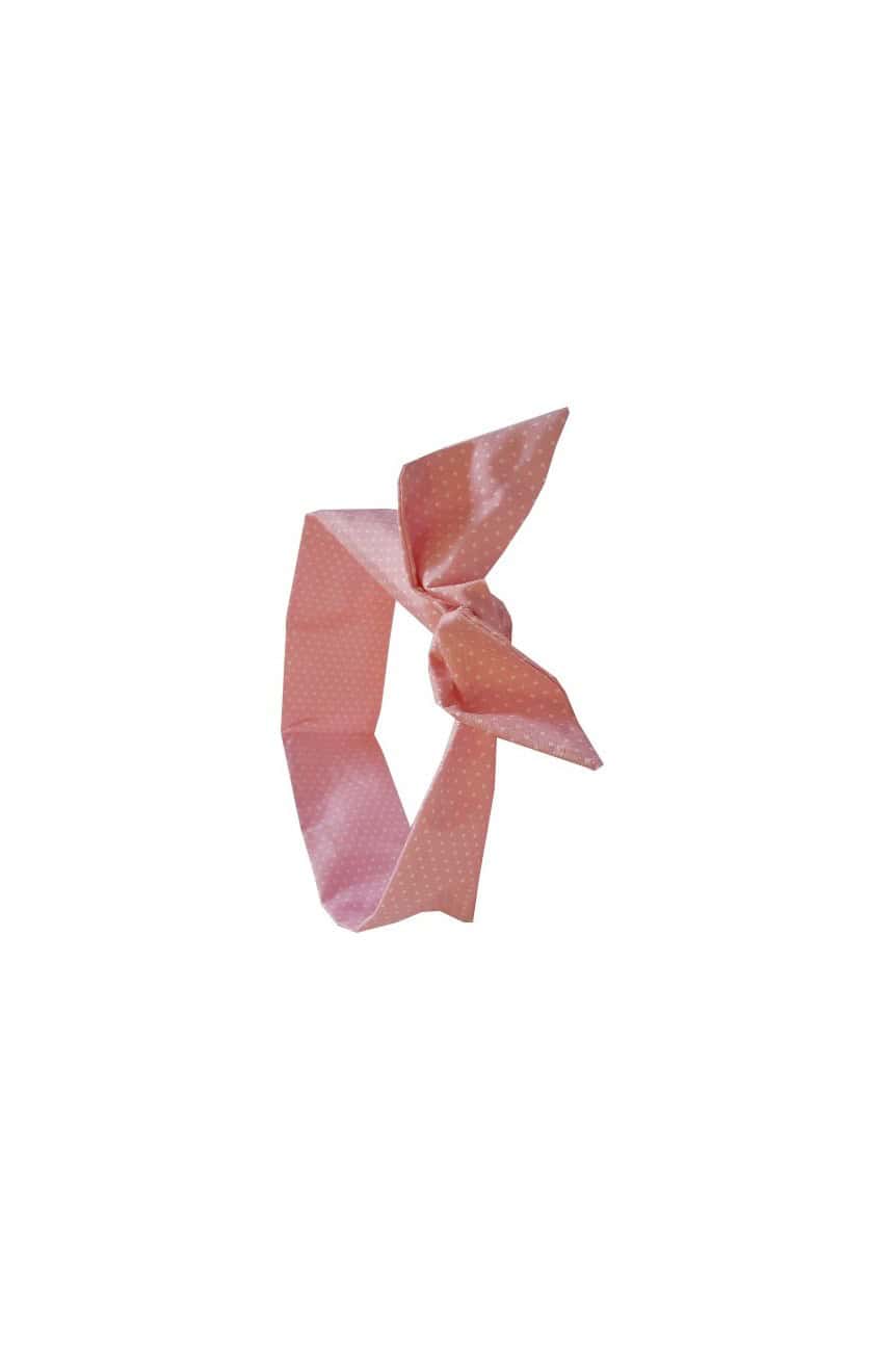 Bandeau pour cheveux rose a pois blancs