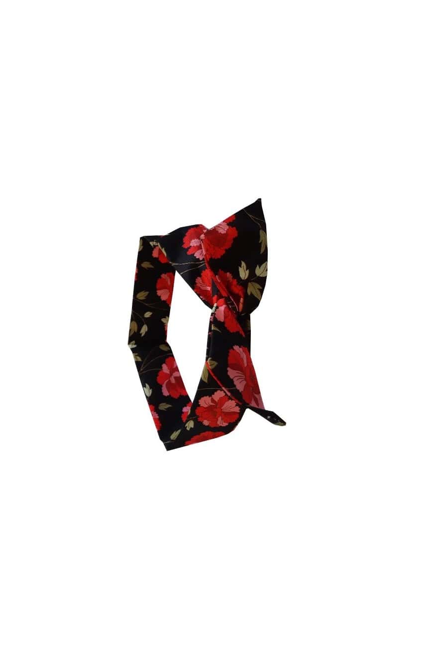 Bandeau cheveux femme fleur noir et rouge