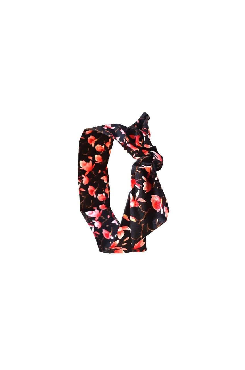 Bandeau pinup noir fleur de cerisier