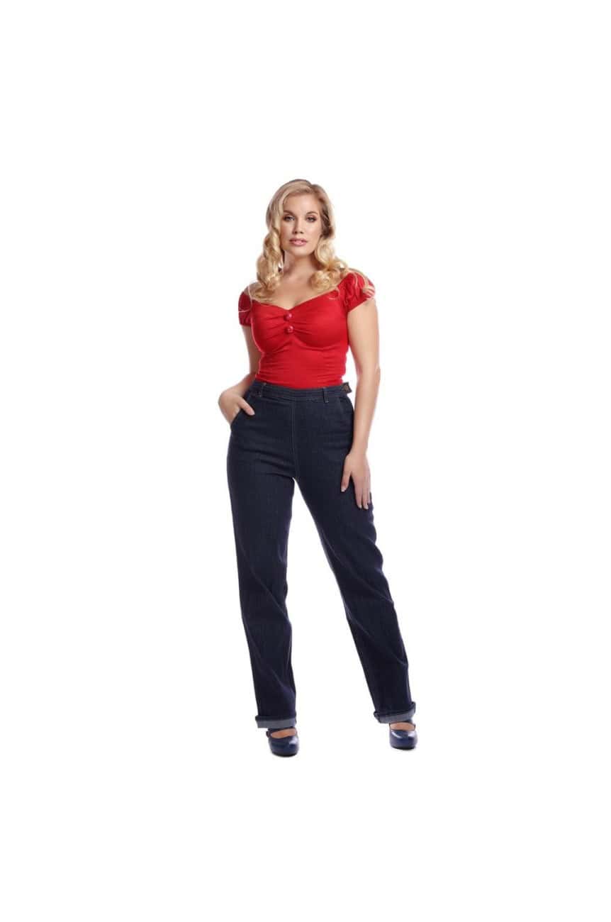 Jean taille haute bleu rockabilly