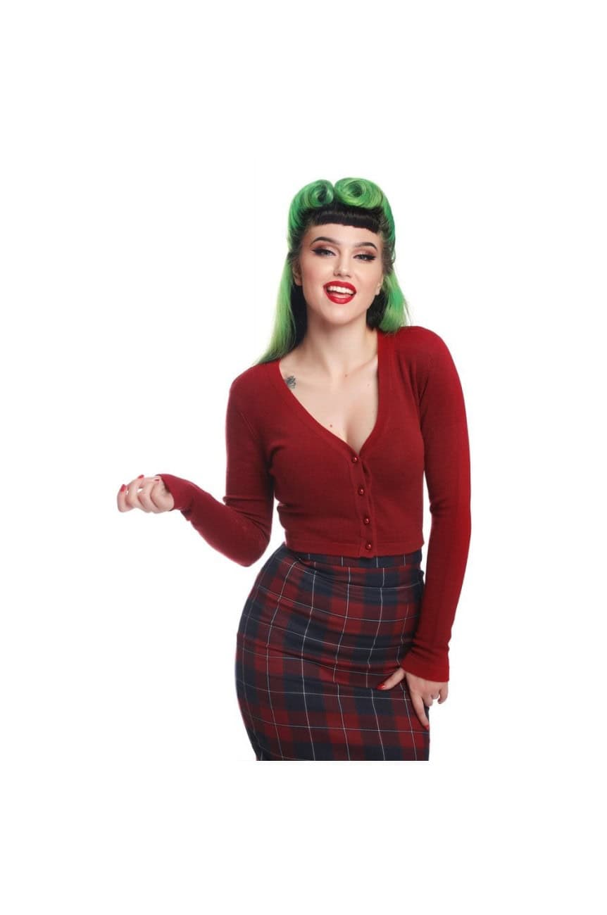 Cardigan pin-up bordeaux