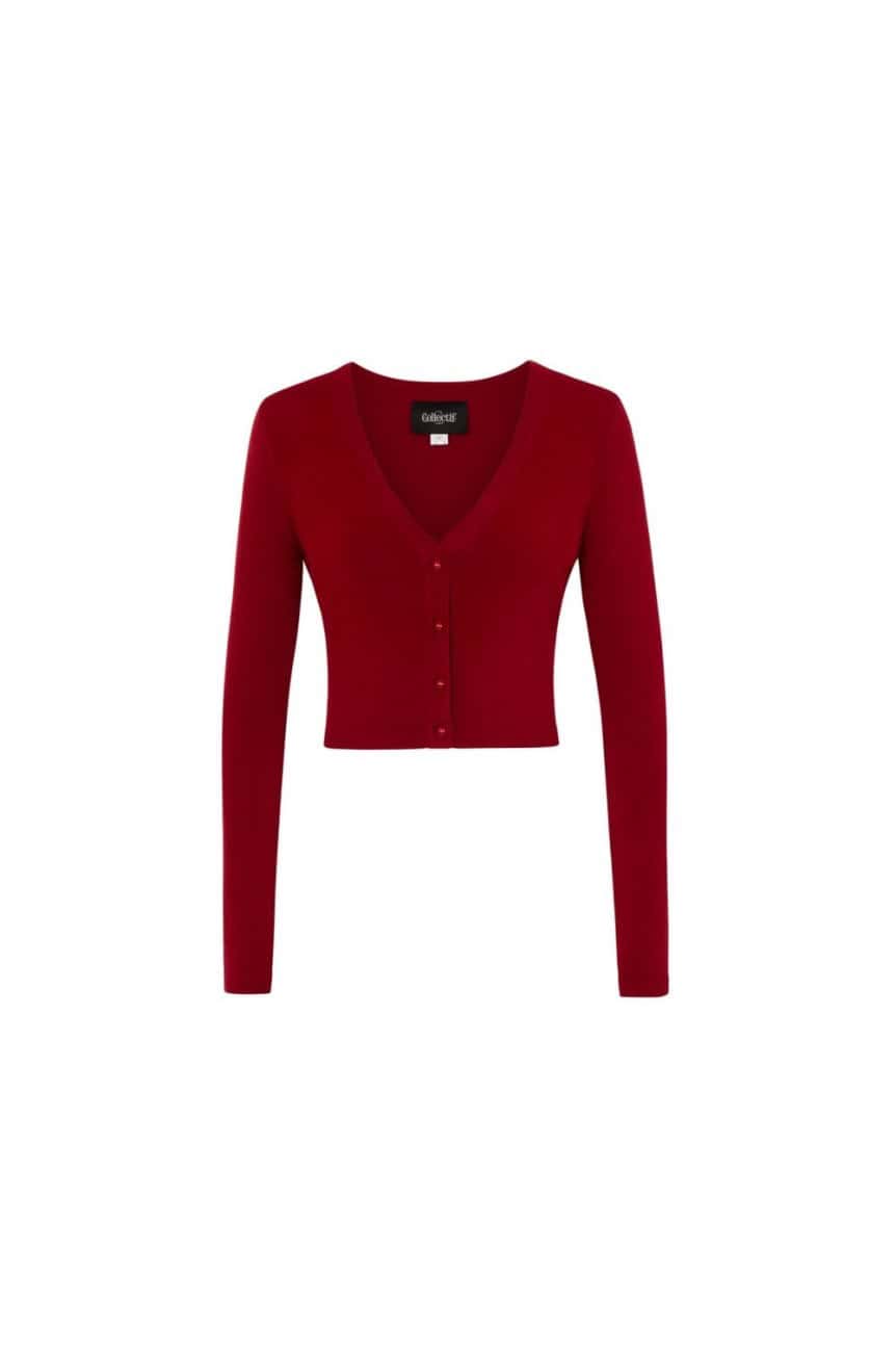 Cardigan pin-up bordeaux