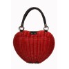 Sac coeur vintage en osier rouge