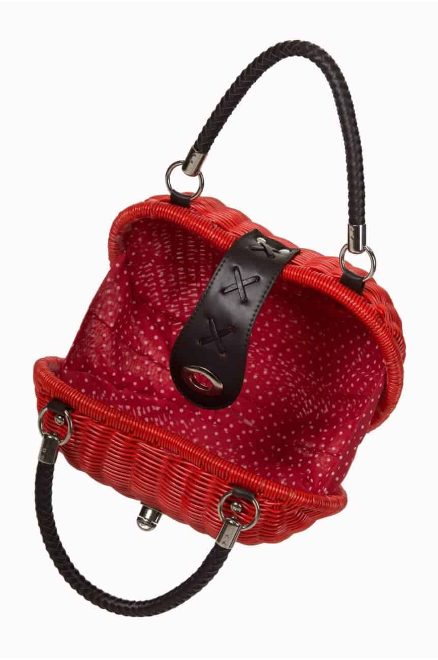 Sac coeur vintage en osier rouge