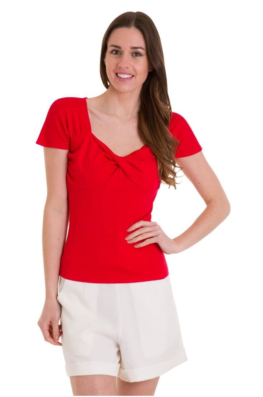Haut pin up rouge décolleté Banned