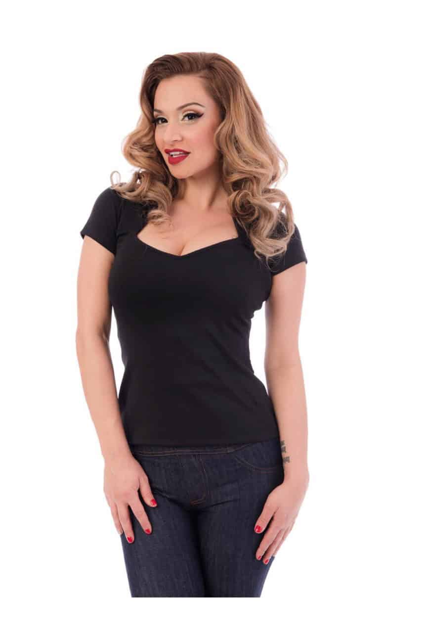 Haut rockabilly noir femme