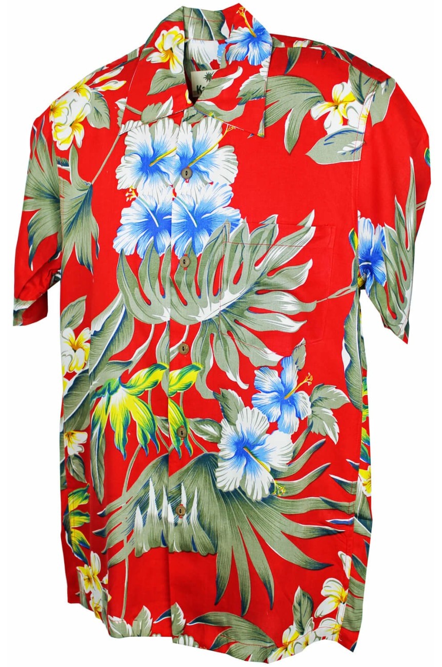 Chemise hawaïenne rouge fleurie