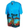 Chemise hawaïenne bleue palmiers