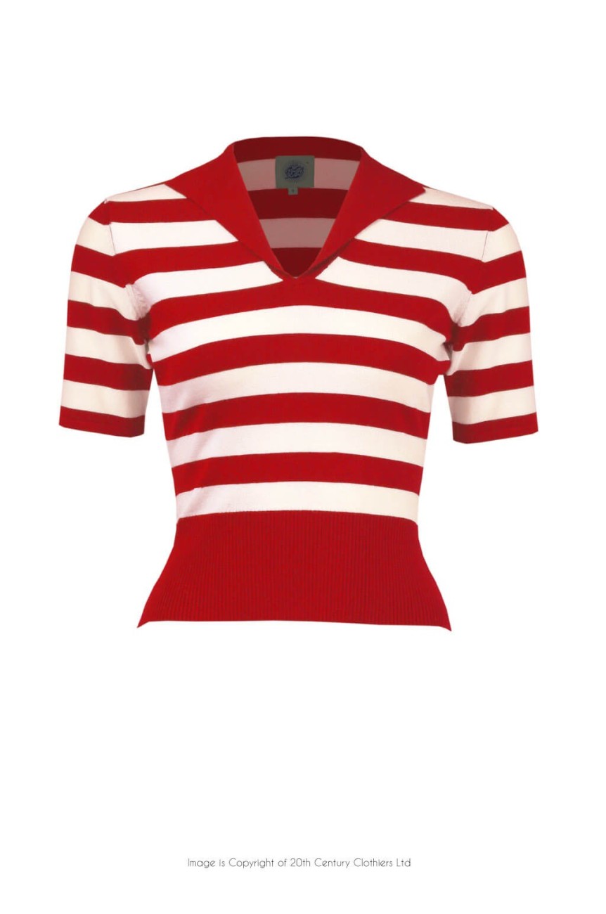 Mariniere rouge et blanc en maille