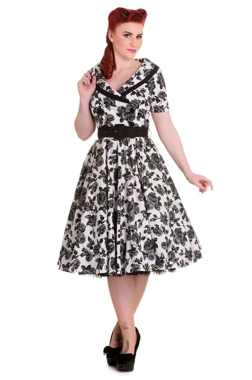Robe années 50 a fleur noire 