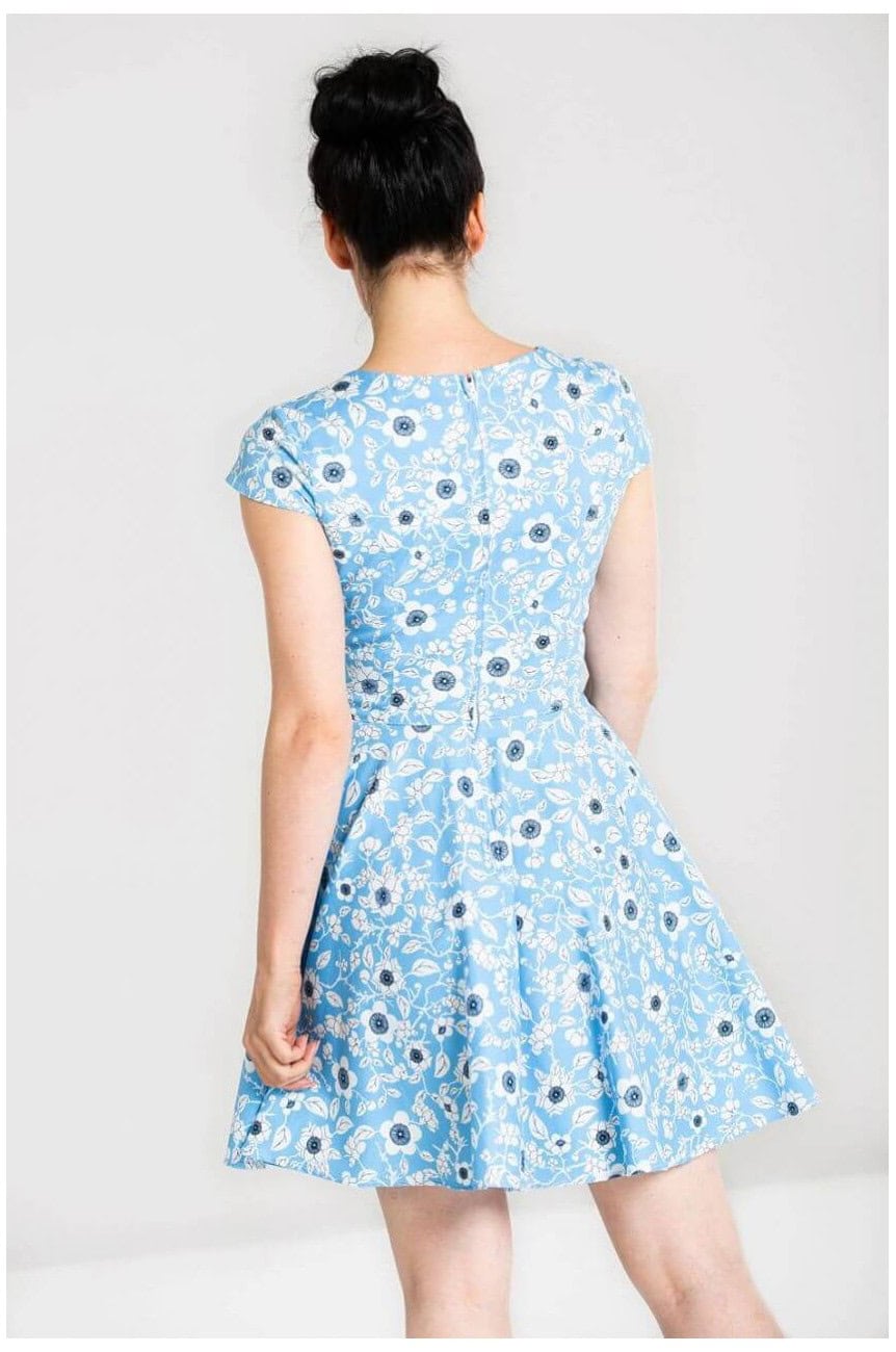 Robe fleurie bleue année 50