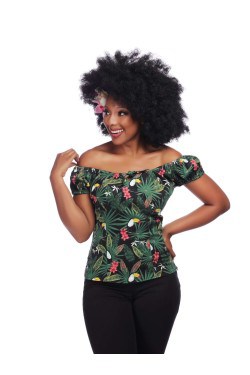Haut pin up imprimé tropical
