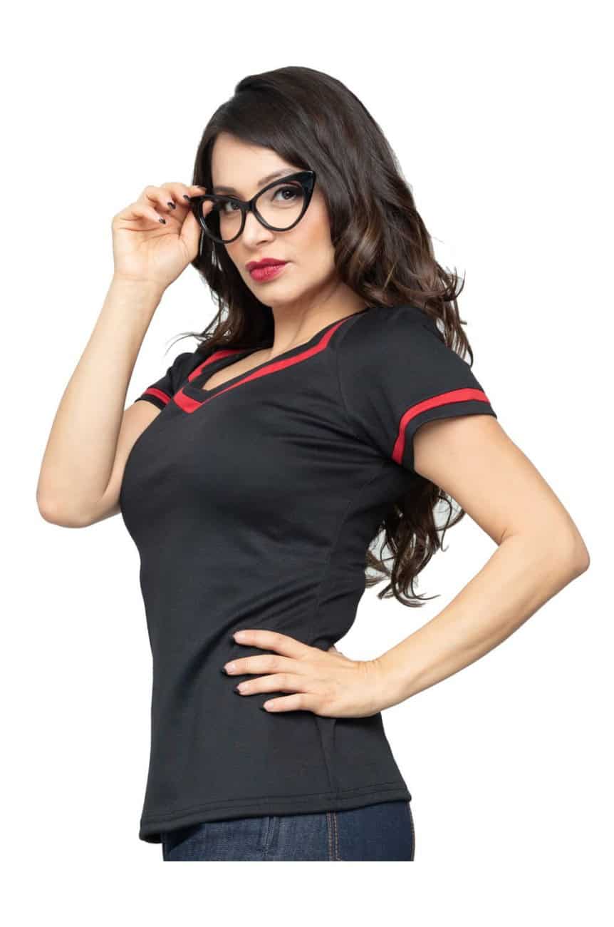 Haut rétro noir et rouge