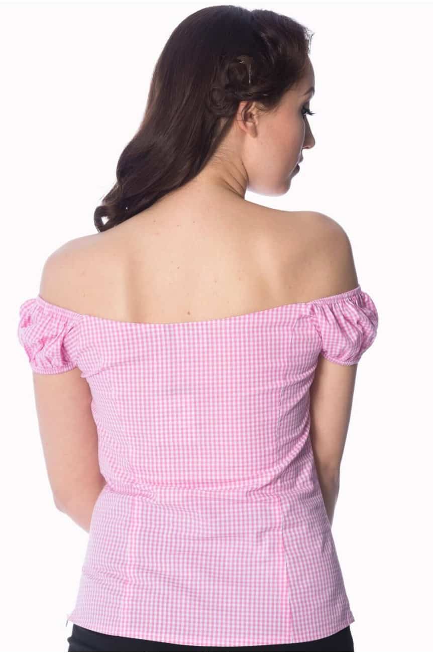 Haut Vintage Années 2000 - Écusson Citrouille, Motif Vichy Rouge Avec Boutons Cœur