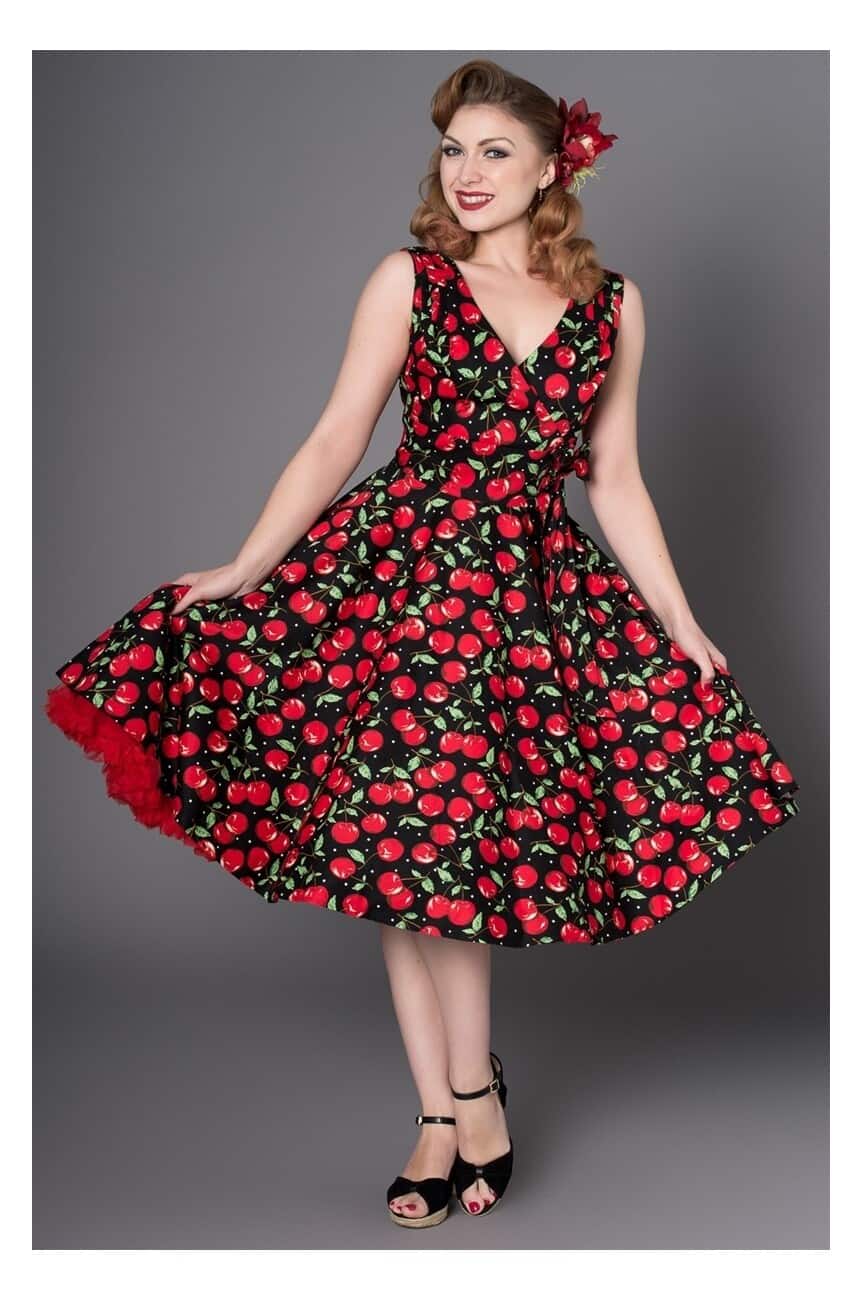 Robe cerise pinup longue