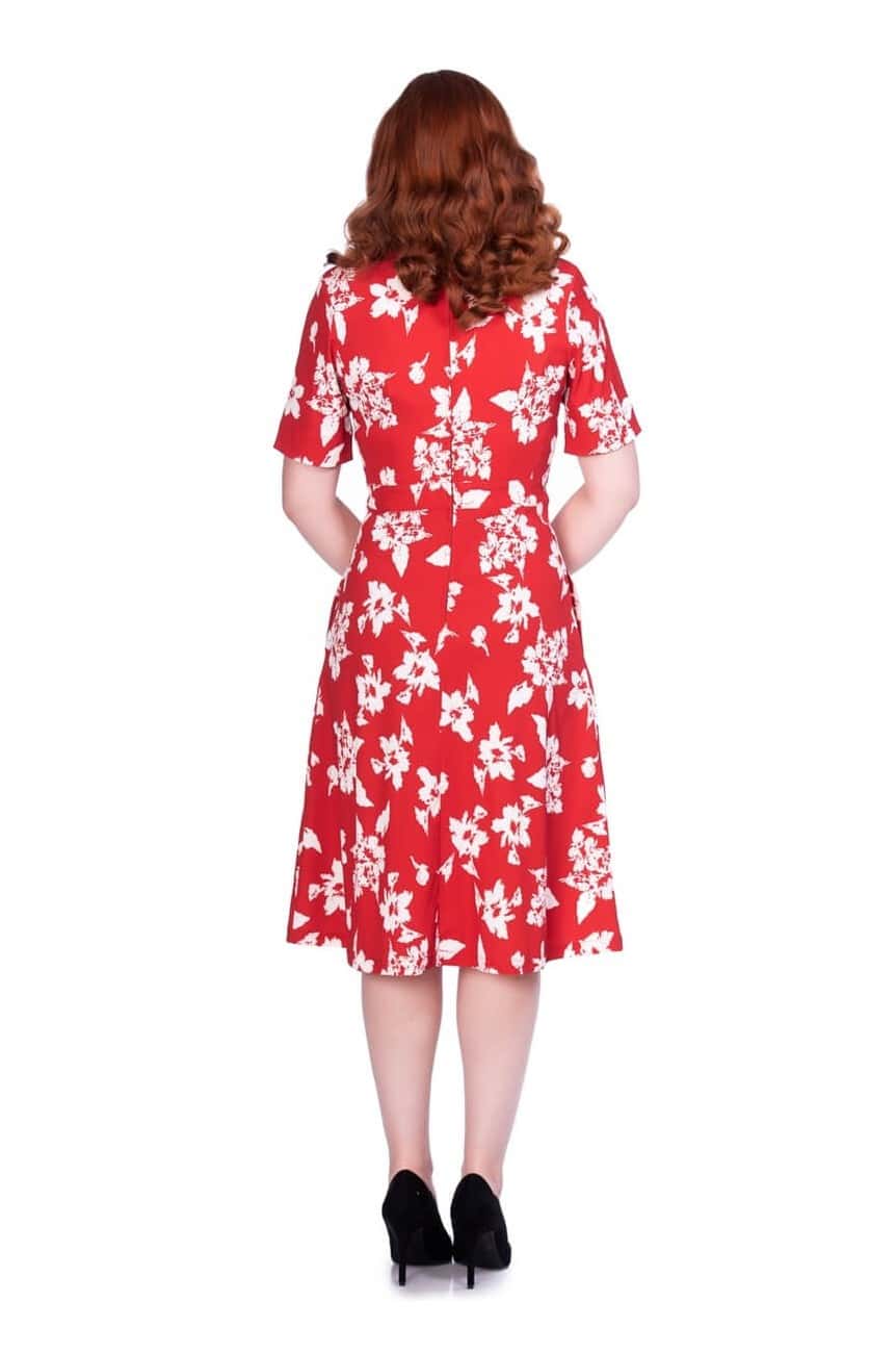 Robe vintage florale rouge