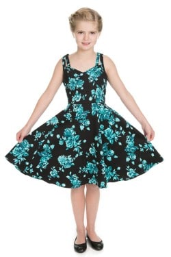 Robe pinup enfant noire et bleue
