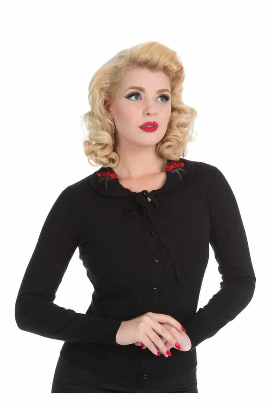 Cardigan Brodé Bleu Marine Avec Nœud Rose - Taille M L XL, Neuf Avec étiquette