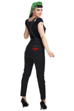 Salopette a pois pin up taille haute
